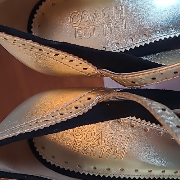 Coach shoes Rosario spectator size 8 Black suede and Gold - Picture 5 of 5